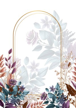 Rengarenk çiçekli güzel ve zarif düğün davetiyesi şablonu