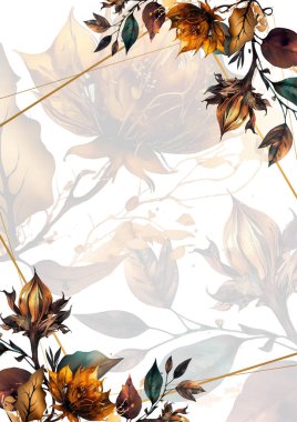 Renkli renkli çiçek vektörü zarif el düğün davetiyesi çiçek tasarımı suluboya