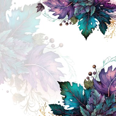 Renkli renkli çiçek vektörü zarif el düğün davetiyesi çiçek tasarımı suluboya