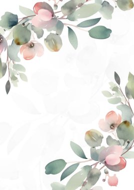 Güzel yeşil yapraklı düğün şablonu