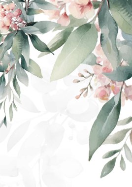 Güzel yeşil yapraklı düğün şablonu