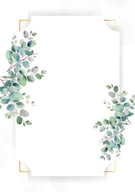 Güzel yeşil yapraklı düğün şablonu