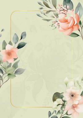 Güzel yeşil yapraklı düğün şablonu