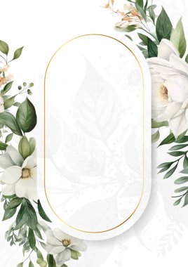 Güzel yeşil yapraklı düğün şablonu