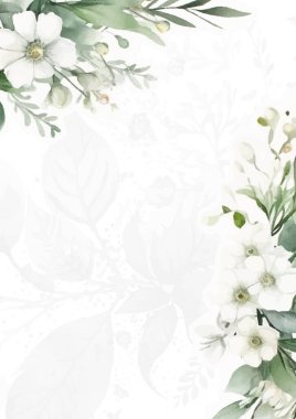 Güzel yeşil yapraklı düğün şablonu