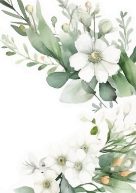 Güzel yeşil yapraklı düğün şablonu