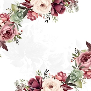 Güzel yeşil yapraklı düğün şablonu