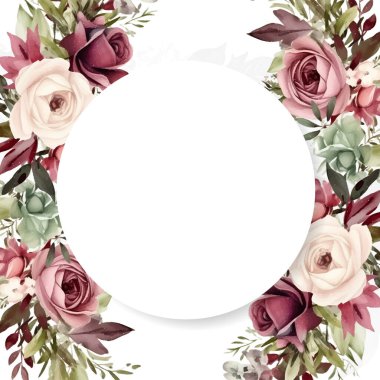 Güzel yeşil yapraklı düğün şablonu