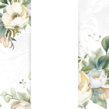 Güzel yeşil yapraklı düğün şablonu