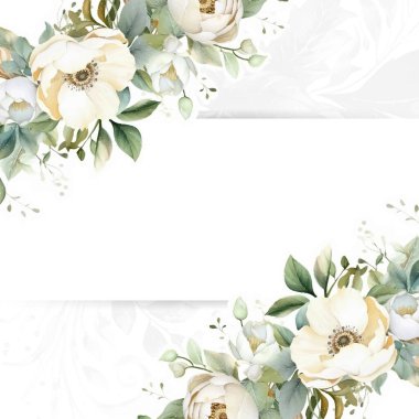 Güzel yeşil yapraklı düğün şablonu