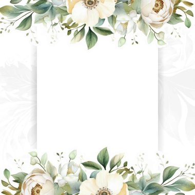 Güzel yeşil yapraklı düğün şablonu