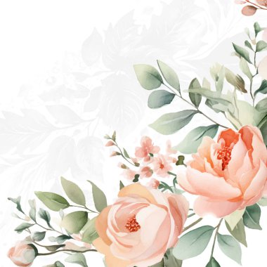 Güzel yeşil yapraklı düğün şablonu