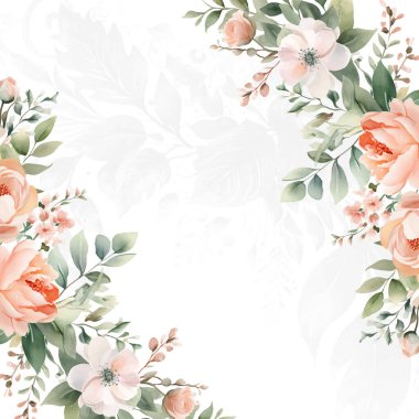 Güzel yeşil yapraklı düğün şablonu