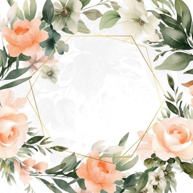 Güzel yeşil yapraklı düğün şablonu