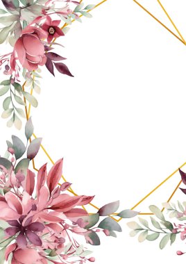 Rengarenk çiçekli güzel ve zarif düğün davetiyesi şablonu