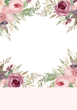 Rengarenk çiçekli güzel ve zarif düğün davetiyesi şablonu