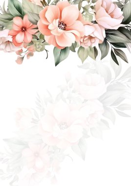 Renkli çiçek vektörü düğün davetiyesi şablonunu suluboya bırakıyor