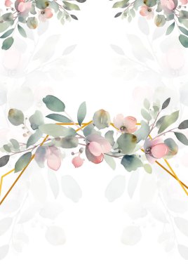 Renkli renkli çiçek vektörü zarif el düğün davetiyesi çiçek tasarımı suluboya