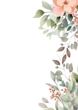 Renkli renkli çiçek vektörü zarif el düğün davetiyesi çiçek tasarımı suluboya