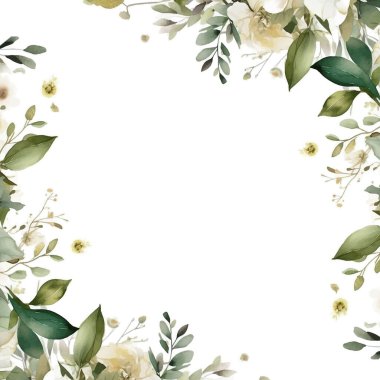 Renkli renkli çiçek vektörü suluboya düğün davetiyesi şablonu. Altın çiçeklerle süslenmiş.