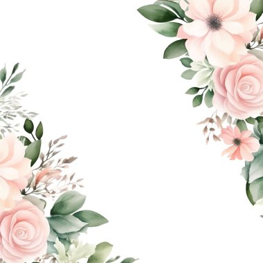 Renkli renkli çiçek vektörü zarif el düğün davetiyesi çiçek tasarımı suluboya