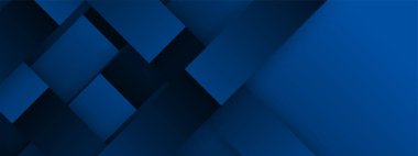 Pankartta gölgeli mavi renkli kare desen. Kopyalama alanı olan soyut mavi geometrik arkaplan.