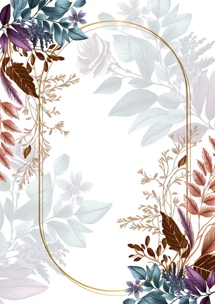 Renkli renkli çiçek vektörü güzel altın çiçek çizgileri düğün kartı şablonunda suluboya