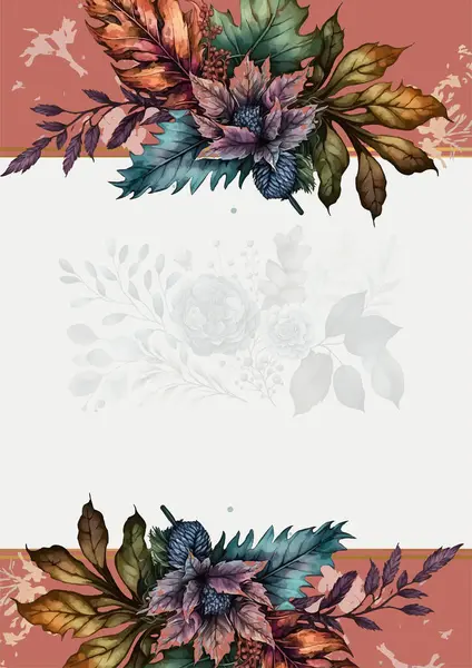 Renkli renkli çiçekli zarif düğün davetiyesi suluboya