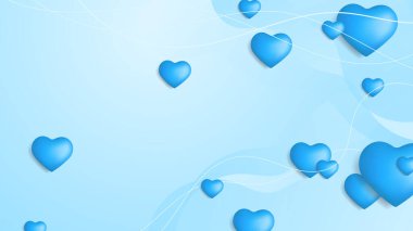 Mavi, mor, yeni yıl sevgililer günü 3D dizayn arkaplanı, aşk kalp şeklinde balon. Vektör illüstrasyonu, tebrik pankartı, duvar kağıdı, el ilanı, poster, broşür, düğün davetiyesi