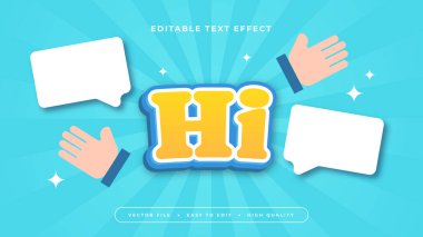 Sarı mavi ve beyaz hi 3d düzenlenebilir metin efekti - yazı tipi