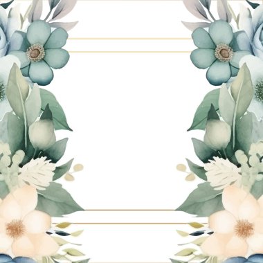 Renkli çiçek vektörü düğün davetiyesi şablonunu suluboya bırakıyor