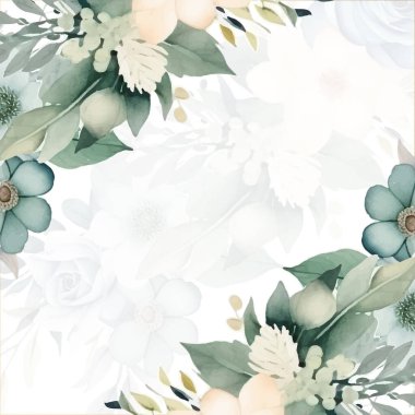 Renkli renkli çiçek vektörü zarif el düğün davetiyesi çiçek tasarımı suluboya