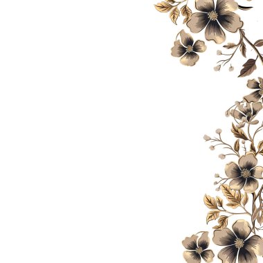 Vektör düğün davetiyesi şablonu, suluboya çiçek ve altın parıltılı süsleme ile ayarlandı