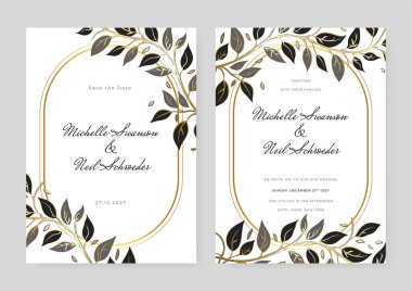 Çiçekli suluboya düğün davetiyesi şablonu ve süslemeleri