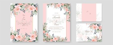 Renkli renkli çiçek vektörü zarif el düğün davetiyesi çiçek tasarımı suluboya