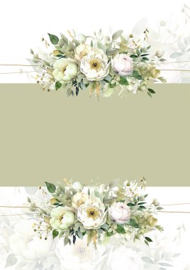 Renkli renkli çiçek vektörü suluboya düğün davetiyesi şablonu. Altın çiçeklerle süslenmiş.