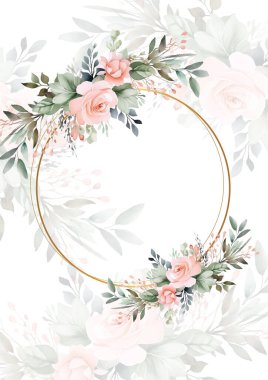 Rengarenk çiçekli güzel ve zarif düğün davetiyesi şablonu