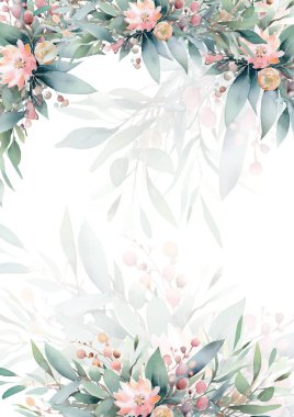 Renkli çiçek vektörü düğün davetiyesi şablonunu suluboya bırakıyor