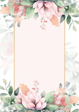 Rengarenk çiçekli güzel ve zarif düğün davetiyesi şablonu