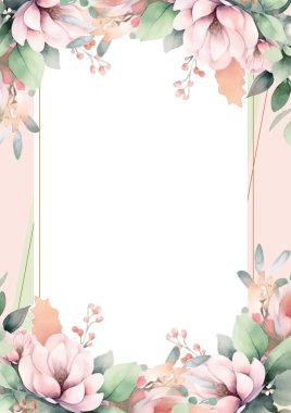 Renkli renkli çiçek vektörü güzel altın çiçek çizgileri düğün kartı şablonunda suluboya