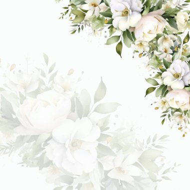 Renkli çiçek vektörü düğün davetiyesi şablonunu suluboya bırakıyor