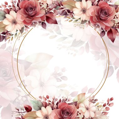 Rengarenk çiçekli güzel ve zarif düğün davetiyesi şablonu