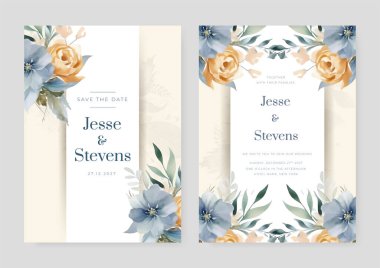 Renkli renkli çiçek vektörü zarif el düğün davetiyesi çiçek tasarımı suluboya