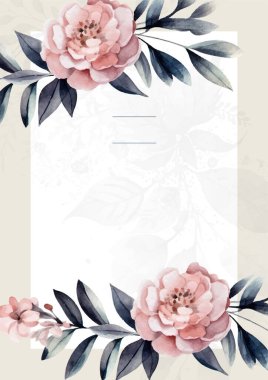 Renkli renkli çiçek güzel el çizilmiş düğün davetiyesi suluboya