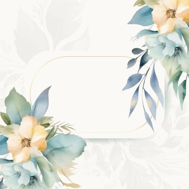 Renkli çiçek vektörü düğün davetiyesi şablonunu suluboya bırakıyor