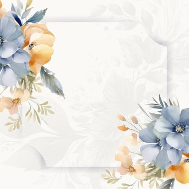 Rengarenk çiçekli güzel ve zarif düğün davetiyesi şablonu