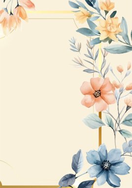 Renkli çiçek vektörü düğün davetiyesi şablonunu suluboya bırakıyor