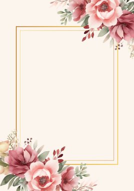 Rengarenk çiçekli güzel ve zarif düğün davetiyesi şablonu