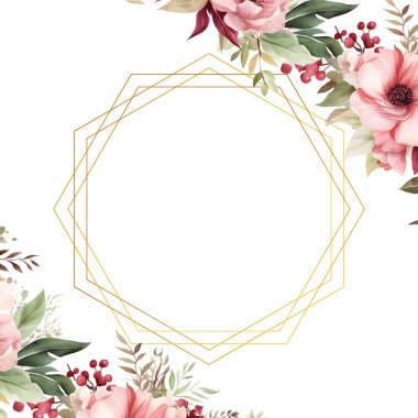 Rengarenk çiçekli güzel ve zarif düğün davetiyesi şablonu