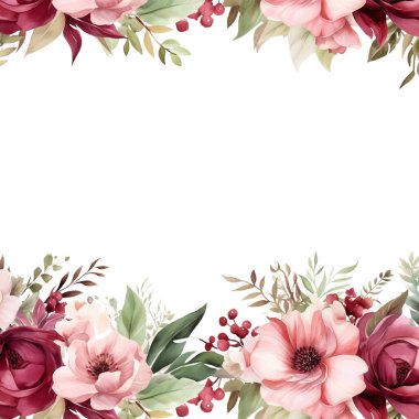 Renkli renkli çiçek güzel el çizilmiş düğün davetiyesi suluboya